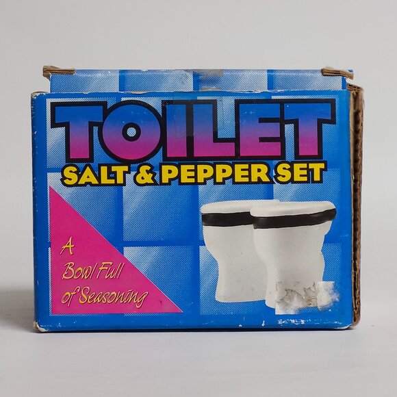 VINTAGE Ceramic Toilet bowl Salt and Pepper Shaker Set BNIP GAG GIFT Novelty - Picture 1 of 5